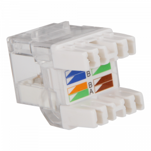 Модуль Keystone, RJ45, кат.5E, UTP, 180 градусов, с индикатором, белый